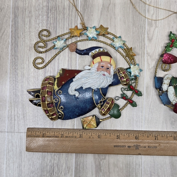 VTG Home Interiors Flying Santa Metal Christmas Ornaments Metal Tin - Picture 2 of 3